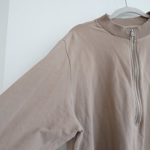 UNIVERSAL STANDARD Zoe Half Zip Pima Cotton Sweatshirt Quiet Luxury Casual Plus - Picture 5 of 13